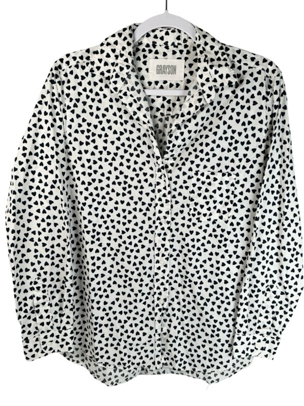 Grayson The Hero Cotton Heart Print Button Down women’s Size 3 Medium shirt